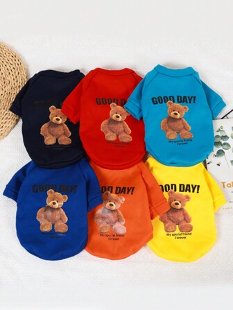 Cute Pet Dog & Cat Puppy Fleece Sweatshirt For Autumn/Winter, Korean Style Warm Clothing For Teddy, Poodle & Bulldog, Fits Small/Medium Pets