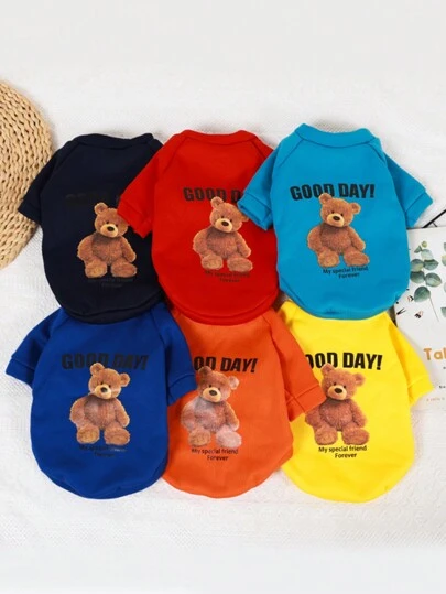 Cute Pet Dog & Cat Puppy Fleece Sweatshirt For Autumn/Winter, Korean Style Warm Clothing For Teddy, Poodle & Bulldog, Fits Small/Medium Pets