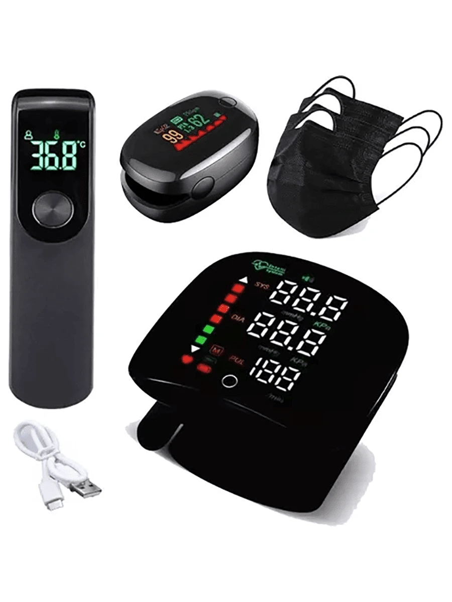 Monitor de presión arterial de muñeca con pantalla LCD de voz en color negro recargable - Negro - Ver 1