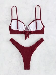 RIBBED BIKINI SET SUMMER FASHION 2022 - Burgundy - View 2
