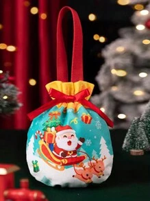 1 pieza Bolsa de regalo de caramelo navideño, bolsa de lona, bolsa de embalaje de regalos navideños, bolsa de regalo de Nochebuena, decoraciones navideñas, decoración navideña, regalos navideños, papel de regalo navideño, suministros para fiestas navideñas, bolsas de regalo navideñas, bolsas navideñas, pegatinas navideñas