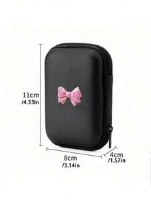 The Bow Accessory Storage Bag Can Hold Headphones, Data Cables, Cards, Playing Cards, And Portable Storage. There Are 4 Bow Colors To Choose From, Meeting Your Daily Storage Needs. Can Be Used For Travel, Work, School, And Dormitory Storage(Zipper Style Random) - Black - View 9