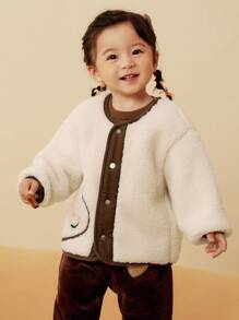 mini bala Boys Girls Fleece Jacket Winter Baby Sherpa Casual Wear - Light Khaki - View 2
