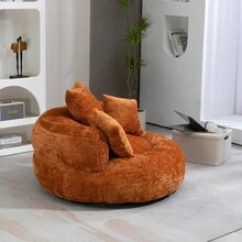 COOLMORE Lazy Sofa Durable Comfort Lounger High Back Bean Bag Chair Couch With Three Pillows For Adults And Kids, Indoor & Outdoor,  Single Gaming Sofa Chair For Bedroom,Office (Orange Chenille) - 橘色+雪尼爾+泡沫+1座 - 查看 9