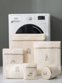 1pc/6pcs Set Fine Mesh Laundry Bags For Delicates, Bras, Underwear And Lingerie – Thick, Snag-Free Net Wash Bags With Reinforced Seams, Gentle Zipper Closure, Protects Garments In Machine Washes, Color-, Airflow Mesh For Quick Dry, Ideal Laundry Room Organizer For Delicate Fabrics, Hosiery, Activewear, Travel, And Wardrobe Refresh, Effortless Care, Space-Saving Design, Suitable For Front-Load And Top-Load Machines, Keeps Shapes, Laces, And Elasticity Intact, Prevents Pilling, Reduces Snagging And Laundry Waste, Ideal Everyday Wardrobe Shield - Multicolor - View 1