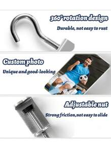 1 Piece Customized Acrylic Photo Hook, Adjustable Length, Iron Style Rotating Screw Hook, Customized Desktop Backpack Hook, Non Stick, Non Perforated And Seamless Hook, Reducing Desktop Clutter, Customized Photo Student Desk Hook, Customized Office Desk Hook, Fashionable Style Personalized, Uniquely Customized For Couples, Friends, Family, And Pets' Photos