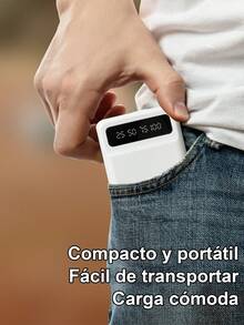 Power Bank 10000 mah,Ultra Slim de Bateria Portatil,con 4 Cables Incorporados USB, Tipo C, Micro USB Pila Portatil Compatible para,con linterna LED - Blanco - Ver 7