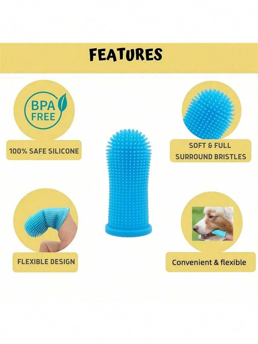 1pc Pet Finger Toothbrush Pet Toothbrush Silicone Toothbrush Puppy Cat