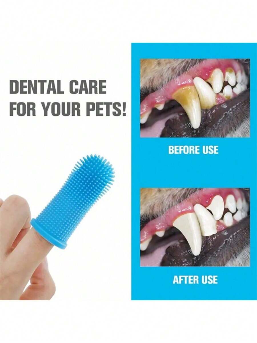 1pc Pet Finger Toothbrush Pet Toothbrush Silicone Toothbrush Puppy Cat