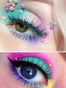 1 Coloful 3D Faux Pearl Face Jewels Eyeshadow Stickers Self Adhesive Face Body Eyebrow Rhinestone Nail Stickers Rhinestone Decoration,Concert Look,Face Gems - Multicolor - View 3