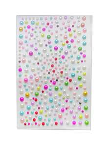 1 Coloful 3D Faux Pearl Face Jewels Eyeshadow Stickers Self Adhesive Face Body Eyebrow Rhinestone Nail Stickers Rhinestone Decoration,Concert Look,Face Gems - Multicolor - View 2