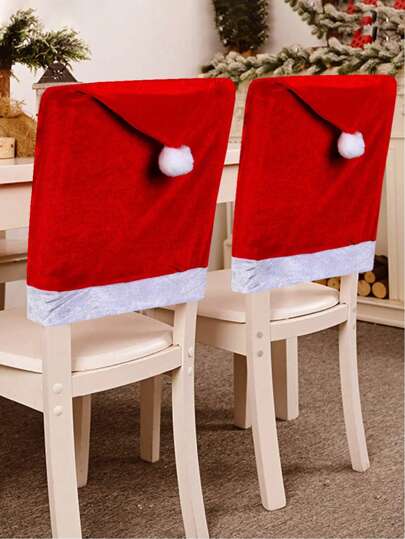 6 Stück Weihnachtsstuhlrückenbezüge Feiertags-Kleid Weihnachts-Großhut Muster Vlies Stuhlüberzug, kann im Esszimmer, Schlafzimmer, Küche und Outdoor in verschiedenen Szenen verwendet werden, rote Weihnachtsdekoration staubdicht Stuhlbezug, klassische rote Stuhlrückenbezüge Winterlicher Esszimmer Sitzbezug waschbar Stuhlbezüge für Zuhause, Küche, Hotel