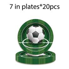 Soccer Themed Disposable Tableware Set For 20 Guests, GOAL! Print Paper Plates Cups Napkins, Green Football Field Pattern Party Supplies For Boys Birthday Sports Game Celebration - Multicolor - View 7