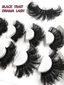 Asiteo 4 Pairs Fluffy Faux Mink Lashes 25mm Lashes Dramatic Thick Volume Natural Eyelashes Make Up Eye Lashes - 黑色 - View 2