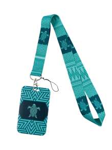 1pc Bohemian Style Summer Green Sea Turtle All-Over Print Lanyard, Suitable For Doctor/Nurse/Student/Teacher ID Badge Holder, Can Be Used As Gift Or Daily Accessory Car Accessories Bag Charm School