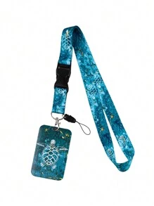 1pc Bohemian Style Summer Green Sea Turtle All-Over Print Lanyard, Suitable For Doctor/Nurse/Student/Teacher ID Badge Holder, Can Be Used As Gift Or Daily Accessory Car Accessories Bag Charm School