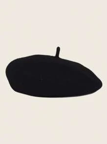 1pc Unisex Black Color Y2k Style Lightweight Breathable Fashionable Beret Hat Suitable For Daily Casual Wear - Black - View 1