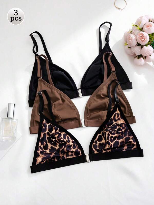Conjunto de 3 sujetadores inalámbricos y sexy con cierre delantero para mujer