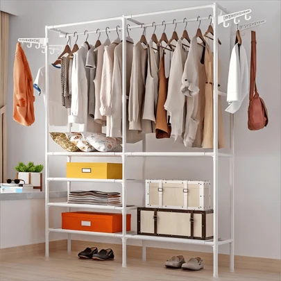 1 Armario multifuncional de 3 capas y doble, con soporte de acero inoxidable, gran capacidad, puede almacenar ropa, zapatos, juguetes, etc. Decoraciones de Halloween, disfraces de Halloween, decoración de otoño, decoración de festividades