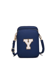 Navy Blue Casual Fashionable Towel Fabric Crossbody Bag, Embroidered With White Letters A-Z, Mini Bag With Phone Pocket And Coin Purse, Women's Crossbody Phone Bag, Shoulder Bag, Coin Purse, Wallet, Handbag, Suitable For Women, Girls, Travel, Back To School, Gifts, Large Capacity, Best Gift For Family - Navy Blue - View 28