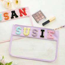 Waterproof Transparent PVC Embroidered Letter Toiletry Organizer Bag, Portable Shower Gym Cosmetic Bag Suitable For Travel - Multicolor - View 3