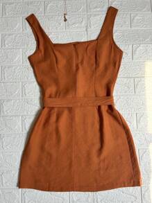 Famininas Short Marrante Dress - 亮橙色 - 查看 3