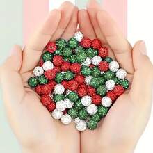 30pcs/45pcs/60pcs/90pcs Mixed Rhinestone Polymer Clay Ball Beads, Round Crystal Beads For Handmade DIY Necklaces, Bracelets, Earrings, Jewelry, Crafts, Christmas Decorations, Gift Making - Multicolor - View 2