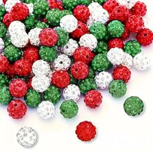 30pcs/45pcs/60pcs/90pcs Mixed Rhinestone Polymer Clay Ball Beads, Round Crystal Beads For Handmade DIY Necklaces, Bracelets, Earrings, Jewelry, Crafts, Christmas Decorations, Gift Making - Multicolor - View 1