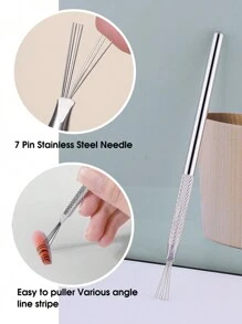 1/2 件套多功能美甲线条绘画工具，不锈钢 7 针细节针勾线笔，UV 凝胶美甲工具，美甲用品，美甲工具，美甲艺术工具，返校季，美甲，美甲工具（适用于贴片式美甲） - 銀色 - 查看 12