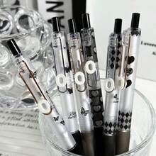 6支按压笔1盒圣蝶中性按压笔高光吸引级学生速干毛笔考试笔0.5mm黑色 - 套裝 - 查看 7