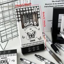 6支按压笔1盒圣蝶中性按压笔高光吸引级学生速干毛笔考试笔0.5mm黑色 - 套裝 - 查看 2