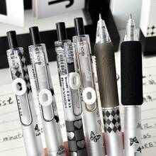 6支按压笔1盒圣蝶中性按压笔高光吸引级学生速干毛笔考试笔0.5mm黑色 - 套裝 - 查看 6