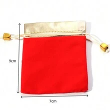 5/10个/包 金边首饰绒布袋，珠宝袋，宝石袋，化妆袋，带CCB大孔珠子抽绳 - 5,10個/包 - 查看 18