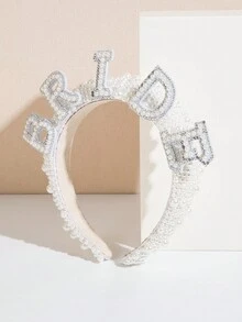 1 件韩式新娘网纱仙女头带，海绵增高珍珠装饰发饰 - 高品质时尚新娘头饰适合女士和女孩婚礼佩戴 - BRIDE - 查看 2