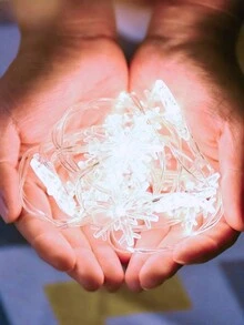 1 cái-Đèn dây hình bông tuyết cây thông Noel, Đèn dây trang trí hình bông tuyết, Đèn LED Giáng sinh, Đèn dây hình bông tuyết LED trắng ấm, Đèn trang trí tiệc, Chạy bằng pin, Đèn dây cắm trại ngoài trời, Trang trí lều - trắng - Xem 4