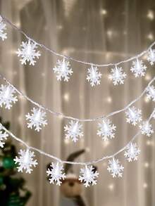 1 cái-Đèn dây hình bông tuyết cây thông Noel, Đèn dây trang trí hình bông tuyết, Đèn LED Giáng sinh, Đèn dây hình bông tuyết LED trắng ấm, Đèn trang trí tiệc, Chạy bằng pin, Đèn dây cắm trại ngoài trời, Trang trí lều - trắng - Xem 5