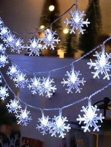 1 cái-Đèn dây hình bông tuyết cây thông Noel, Đèn dây trang trí hình bông tuyết, Đèn LED Giáng sinh, Đèn dây hình bông tuyết LED trắng ấm, Đèn trang trí tiệc, Chạy bằng pin, Đèn dây cắm trại ngoài trời, Trang trí lều - trắng - Xem 8