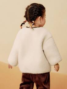 mini bala Boys Girls Fleece Jacket Winter Baby Sherpa Casual Wear - Light Khaki - View 3