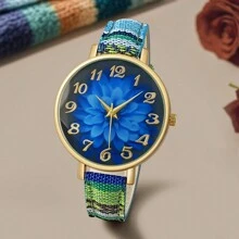 New Fashion Vintage Style Leather Quartz Wrist Watch, Bohemian Style PU Strap Watch For Women