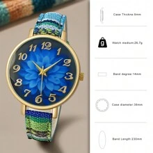 New Fashion Vintage Style Leather Quartz Wrist Watch, Bohemian Style PU Strap Watch For Women