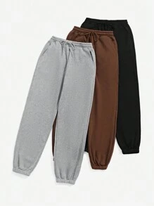 纯色保暖内衬运动裤三件套。舒适凉爽，活力无限的纯色保暖内衬运动裤三件套。三件套运动时尚套装适合秋冬季休闲运动、跑步、聚会和派对。简约三件套。 - 彩色 - 查看 4