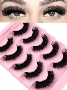 5Pairs/Pack Natural Thick Fluffy Volume False Eyelashes Dramatic Messy Mink Lashes Wispy Long 8D Volume Lasting Wispy False Eyelash Strips Foxy Eye Lifting Look Extension Full Eyelash Strip To Lengthen And Volumize The Outer Corner Of Your Eye Strip Lashes, Lashes, Eyelashes, Fake Lashes