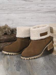 Women's Fashion New Winter European And American Boots, Thermal Lined, High Platform, Cold-Proof Waterproof Snow Boots, Korean School Style, Young And Cute Brown Short Boots