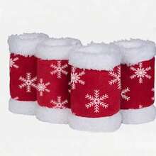4pcs Christmas Reindeer Leg Wraps, Made Of Polyester Faux Fur, Loose & Comfortable, Suitable For Christmas Parades
