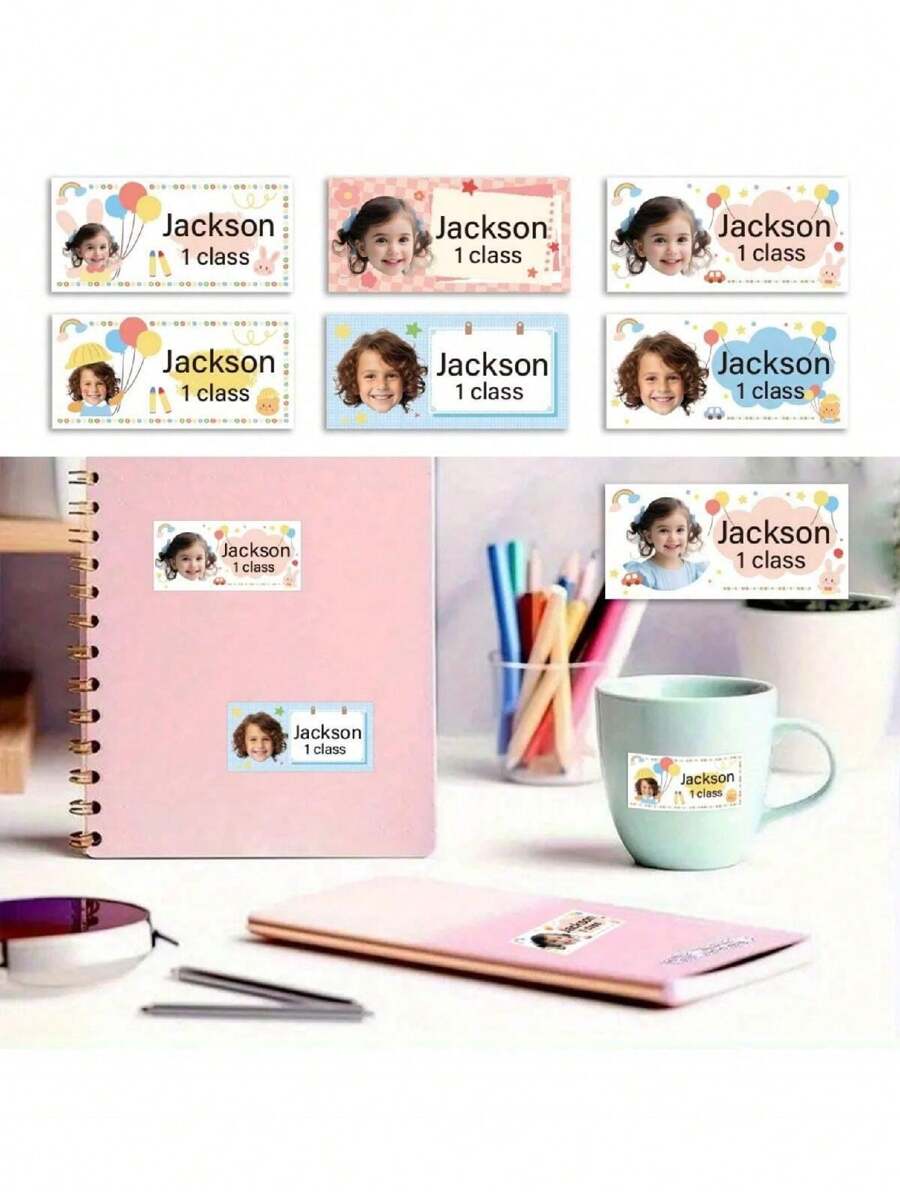 MameArt 50 Stickers Personnalisés Baby Shower - Prénom Et Date - 4 Cm - étiquettes Autocollantes Rose