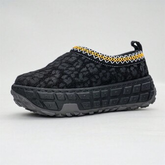 New Thick Bottom Fluffy Lined Leopard Print Ankle Boots, Fashionable And Versatile Casual Sports Style For Women