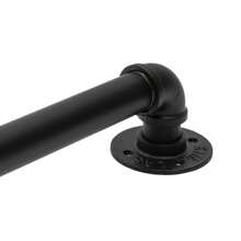 Round Galvanized Wall-Mounted Handrails Iron Pipe 153cm/5ft Handrail Stair Railing - 黑色 - 查看 3