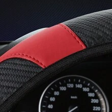 1 件通用 15 英寸时尚条纹拼布超软纤维 PU 皮革弹性方向盘套无内圈 - 均碼 - 查看 2