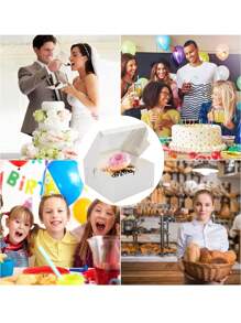 50 Cajas De Panadería Blancas 4x4x2,5 Pulgadas Con Ventana - Blanco - Ver 6