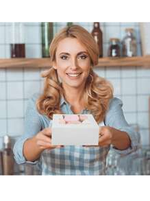 50 Cajas De Panadería Blancas 4x4x2,5 Pulgadas Con Ventana - Blanco - Ver 4